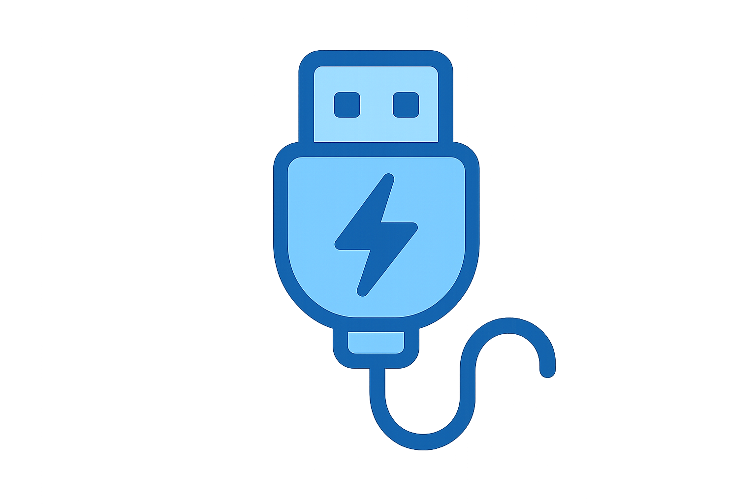 Hassle-free USB recharging blue icon